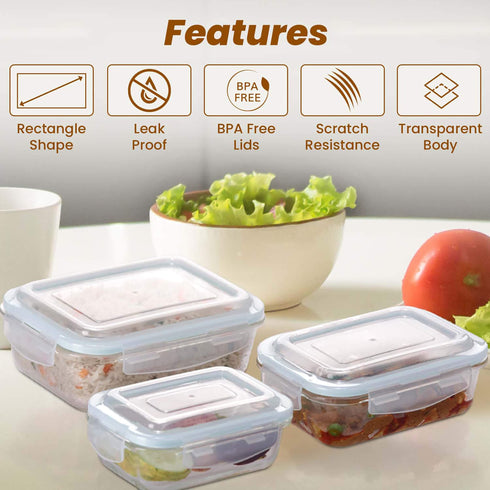 Elite Glass Container, 3 pcs Set - 370, 640,1040 ml